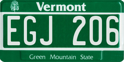 VT license plate EGJ206