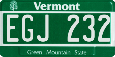 VT license plate EGJ232