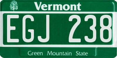 VT license plate EGJ238