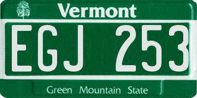 VT license plate EGJ253