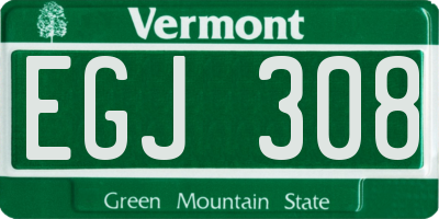 VT license plate EGJ308