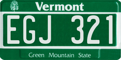 VT license plate EGJ321