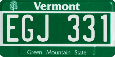 VT license plate EGJ331