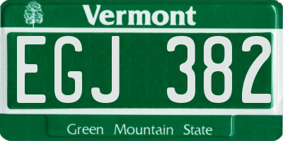 VT license plate EGJ382