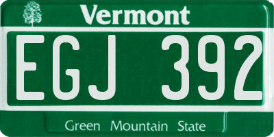 VT license plate EGJ392