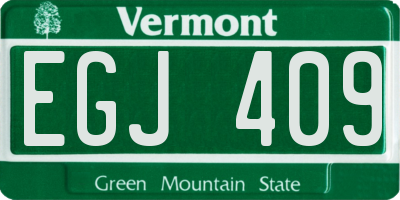 VT license plate EGJ409
