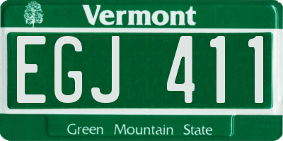 VT license plate EGJ411