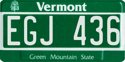 VT license plate EGJ436