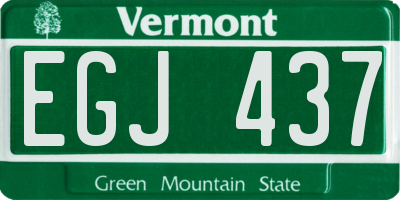 VT license plate EGJ437