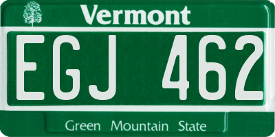 VT license plate EGJ462