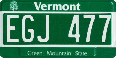 VT license plate EGJ477