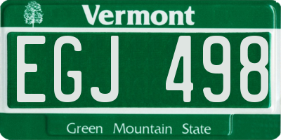 VT license plate EGJ498
