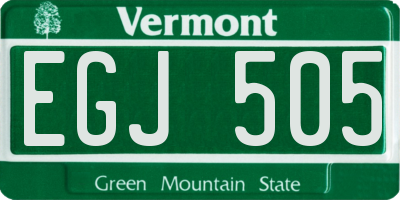 VT license plate EGJ505