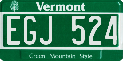 VT license plate EGJ524