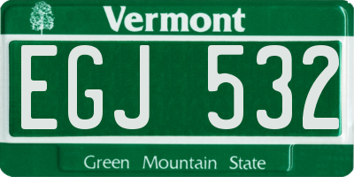VT license plate EGJ532