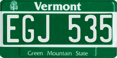 VT license plate EGJ535