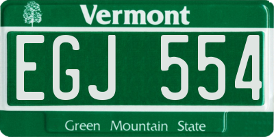 VT license plate EGJ554