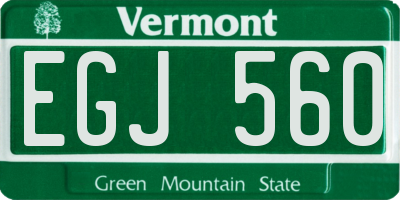 VT license plate EGJ560