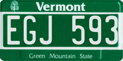 VT license plate EGJ593