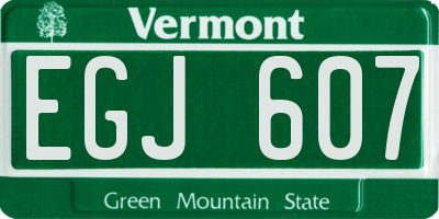 VT license plate EGJ607