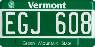 VT license plate EGJ608