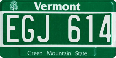 VT license plate EGJ614