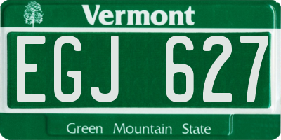 VT license plate EGJ627