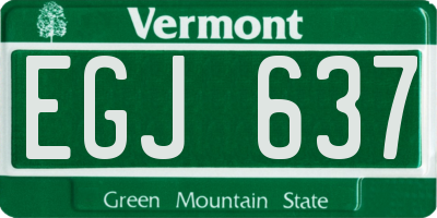 VT license plate EGJ637