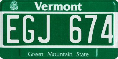 VT license plate EGJ674