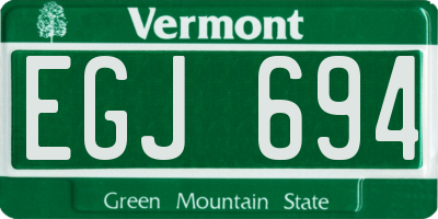 VT license plate EGJ694