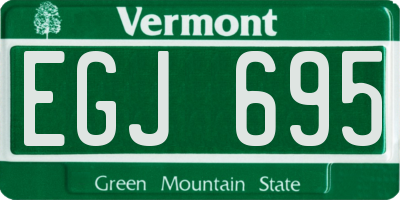 VT license plate EGJ695