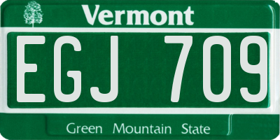 VT license plate EGJ709