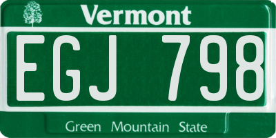 VT license plate EGJ798