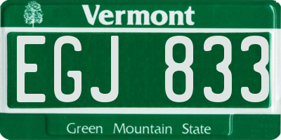 VT license plate EGJ833