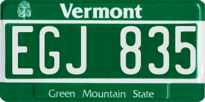 VT license plate EGJ835