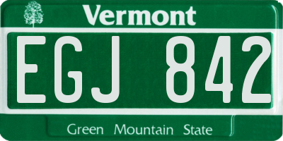 VT license plate EGJ842
