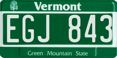 VT license plate EGJ843