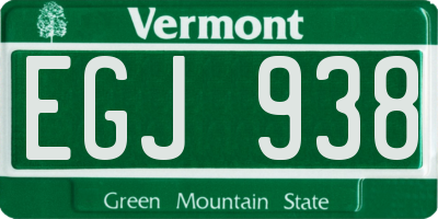 VT license plate EGJ938