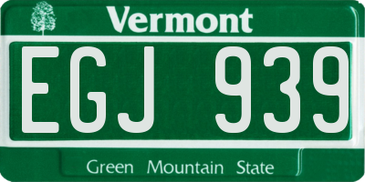 VT license plate EGJ939
