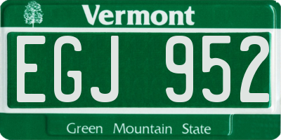 VT license plate EGJ952