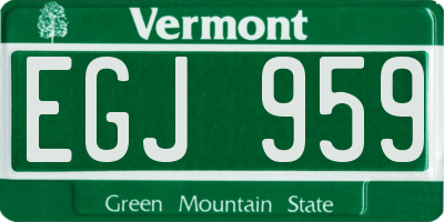 VT license plate EGJ959