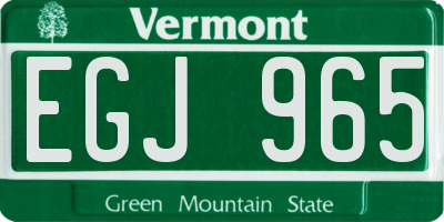 VT license plate EGJ965