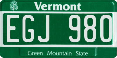 VT license plate EGJ980