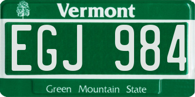 VT license plate EGJ984