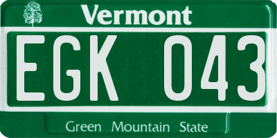 VT license plate EGK043