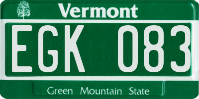 VT license plate EGK083