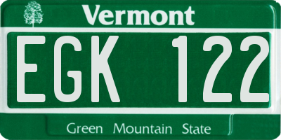 VT license plate EGK122