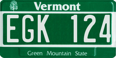 VT license plate EGK124