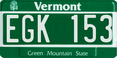 VT license plate EGK153