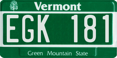 VT license plate EGK181